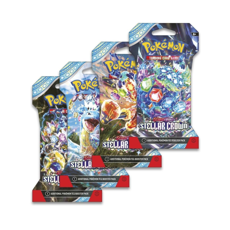 Pokemon English Sv7 Stellar Crown Cards Live Opening 4 Pack Bundle Card Games